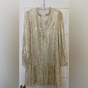Elegant Gold Patterned Women's Dress